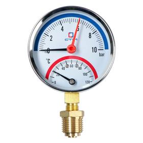 Термоманометр "CTM", радиальный, Дк 80 мм, 1 МПа, наружная резьба 1/4", 120°С от Сима-ленд