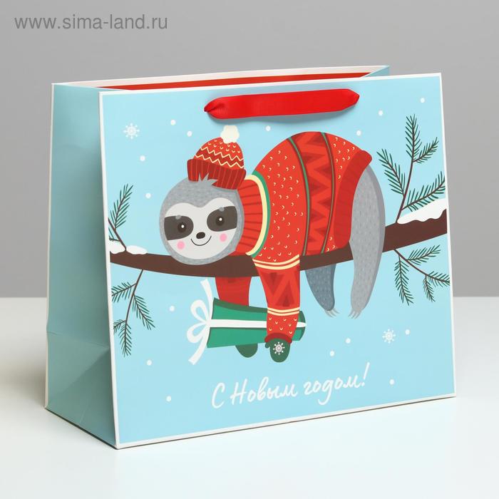 

Пакет ламинированный горизонтальный «Новогодний ленивец», ML 27 × 23 × 11,5 см