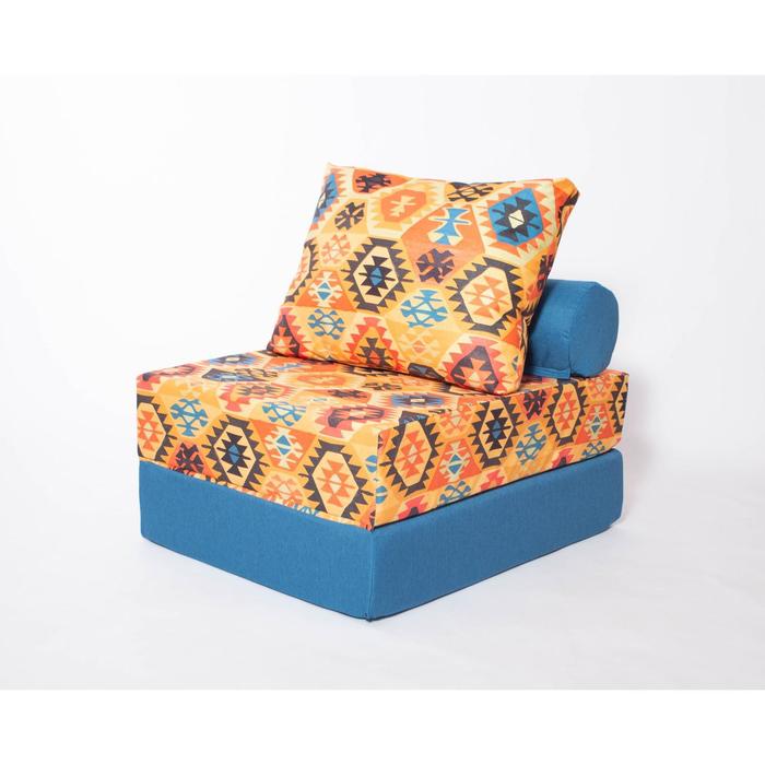 фото Кресло - кровать бескаркасное «прайм» с накидкой - матрасиком, размер 75 x 100 x 90 см, принт мехико жёлтый wowpuff