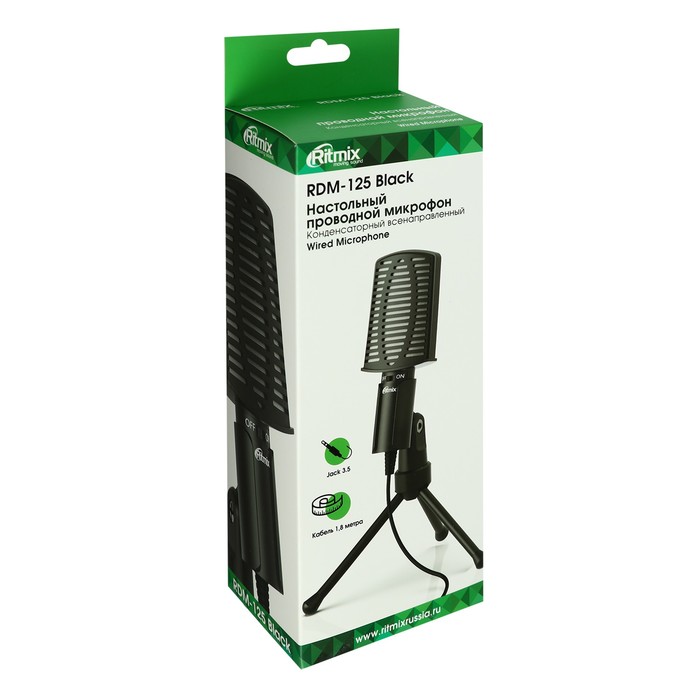 Купить Микрофон компьютерный Ritmix RDM-125, 50-16000 Гц, 2.2 кОм, 30 дБ, 3.5 мм, 1.8 м, черный Микрофон компьютерный Ritmix RDM-125, 50-16000 Гц, 2.2 кОм, 30 дБ, 3.5 мм, 1.8 м, черный