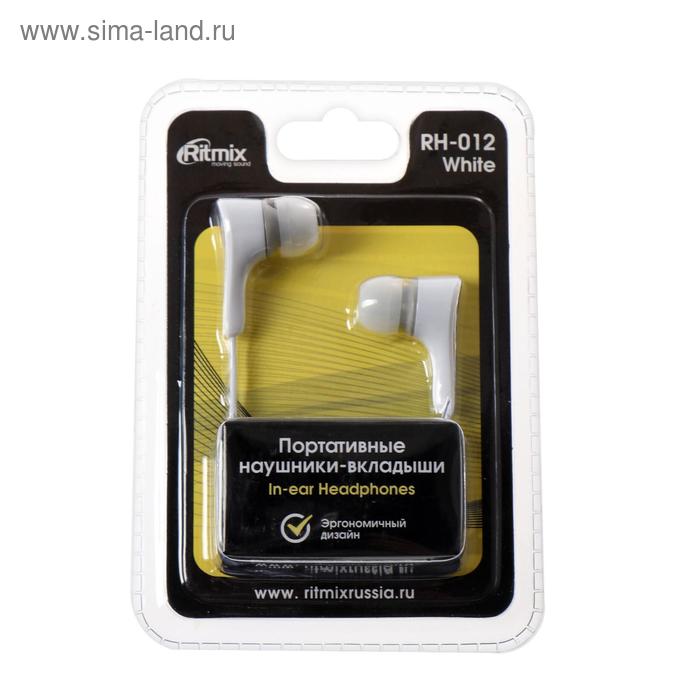 

Наушники Ritmix RH-012, вакуумные, 100 дБ, 32 Ом, 3.5 мм, 1.2 м, белые