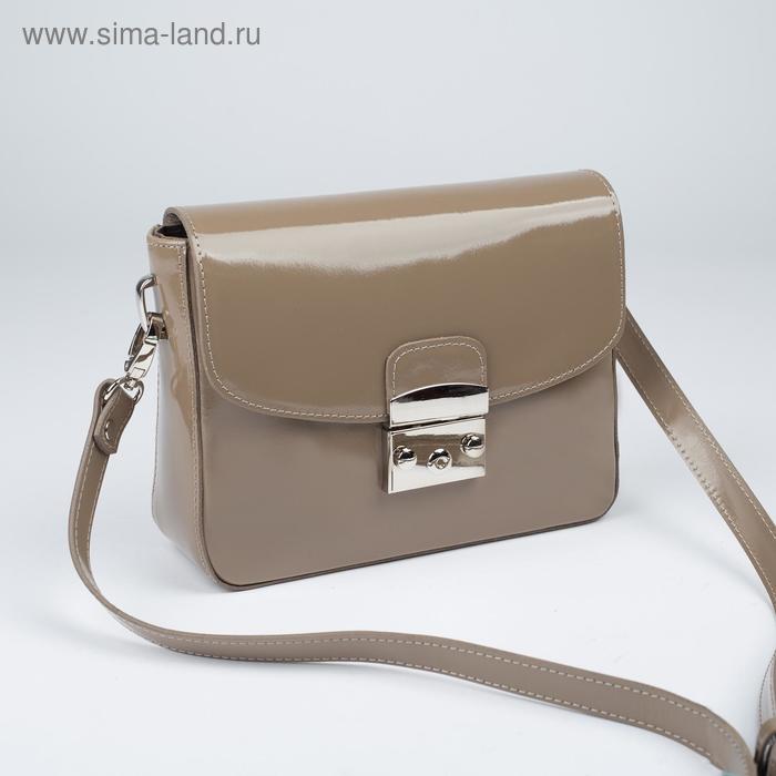 фото Сумка женская, отдел на клапане, длинный ремень, цвет бежевый suffle