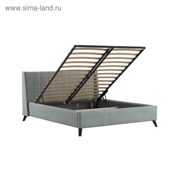 фото Кровать мелисса, 1600х2000, ортопедическое осн+пм, серебристо-серый моби