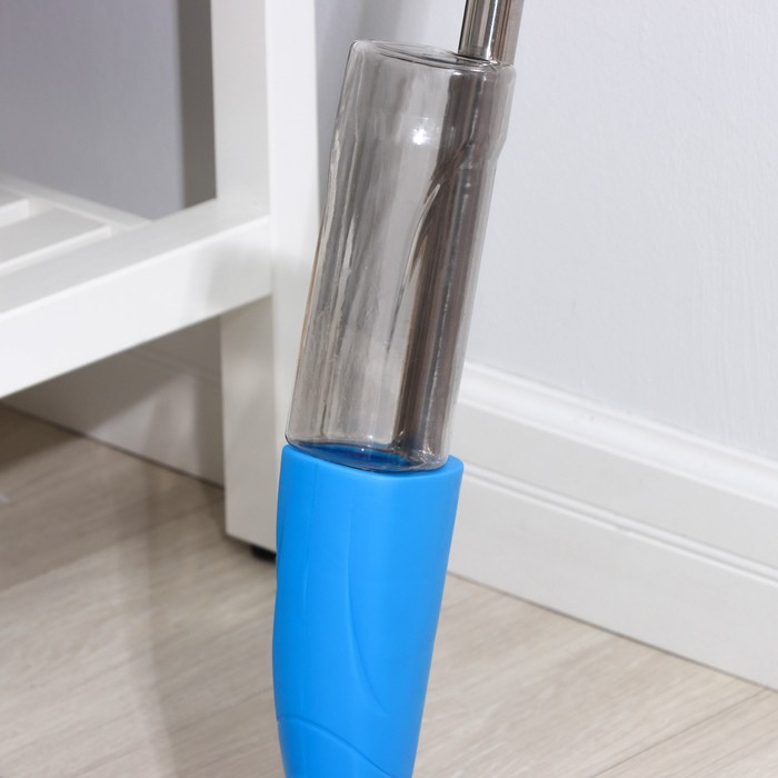 Швабра для мытья пола с распылителем и щёткой Доляна, стальная ручка 120 см, насадка из микрофибры 42×14 см, цвет МИКС