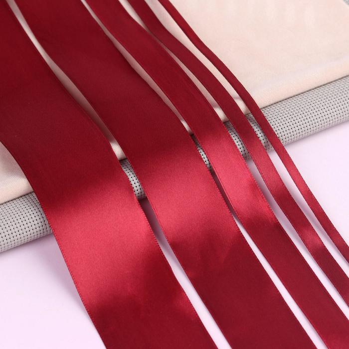 

Набор атласных лент, 5 шт, размер лент: 6/10/20/40/50 мм × 23 ± 1 м, цвет бордовый