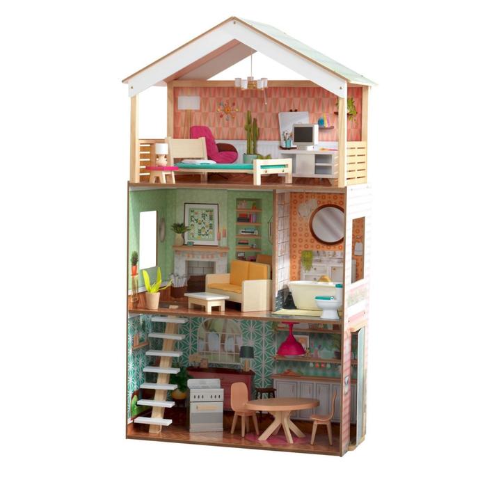 Кукольный домик «Дотти», с мебелью 17 элементов, интерактивный
