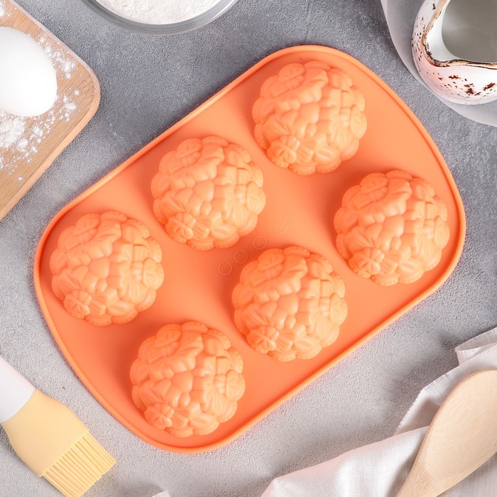 Форма для выпечки, 6 ячеек, 21х4,9х2 см "Торжество", цвета МИКС