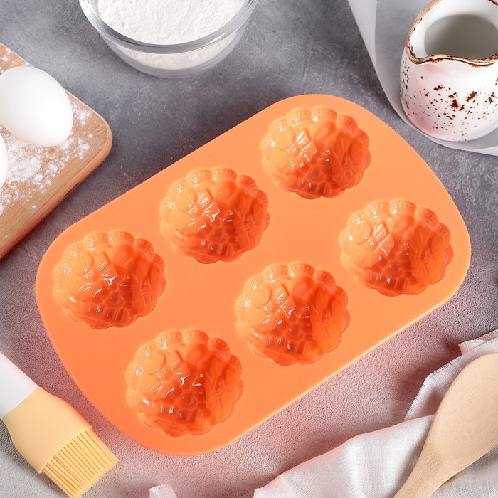 Форма для выпечки, 6 ячеек, 21х4,9х2 см "Торжество", цвета МИКС