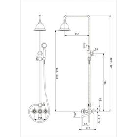 

Душевая система Timo Nelson SX-1190/02, двухвентильная, тропический душ, лейка, бронза