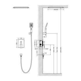 Душевая система Timo Selene SX-2029/00SM, встроенная, тропический душ, ручная лейка, хром от Сима-ленд