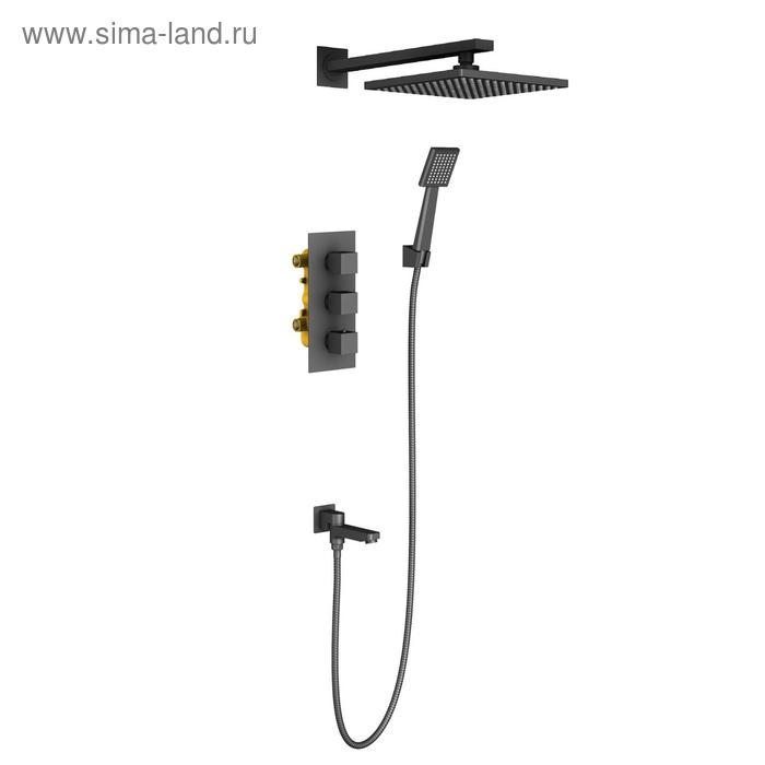 

Душевая система Timo Tetra-thermo SX-0199/03SM, встроенная, тропический душ, лейка, черная