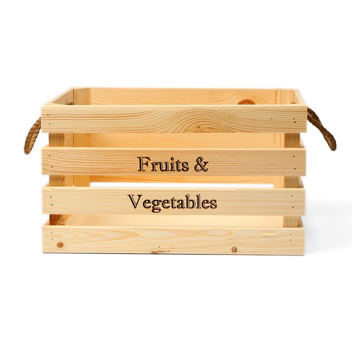 фото Ящик для овощей и фруктов, 40 × 33 × 23 см, деревянный greengo