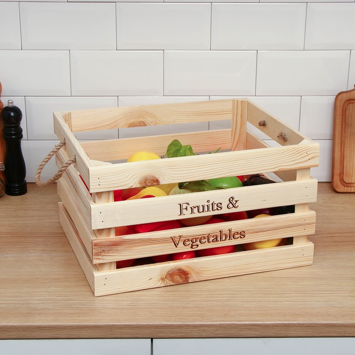 Ящик для овощей и фруктов, 40 × 30 × 20 см, деревянный