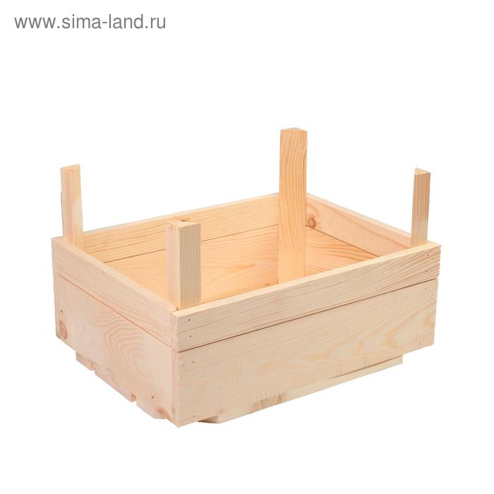 фото Ящик для овощей и фруктов, 40 × 30 × 25 см, деревянный, с ножками greengo