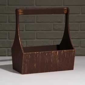 

Кашпо деревянное "Виллиан Лонг", с ручкой, золотой винтаж, 25×12,5×10(28) см