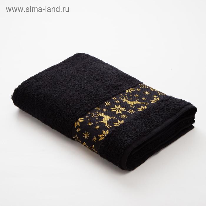 Полотенце махровое LoveLife «Олени», 70х130 см, цвет чёрный