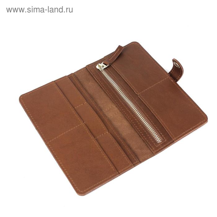 

Портмоне-купюрник, 2-для купюр, 1-для монет, 7- для карт, коричневый темный шора