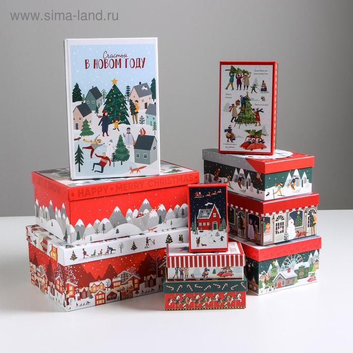набор подарочных коробок 10 в 1 green 12 × 7 × 4 32 5 × 20 × 12 5 см Набор подарочных коробок 10 в 1 «Новогодние истории», 12 × 7 × 4 - 32.5 × 20 × 12.5 см