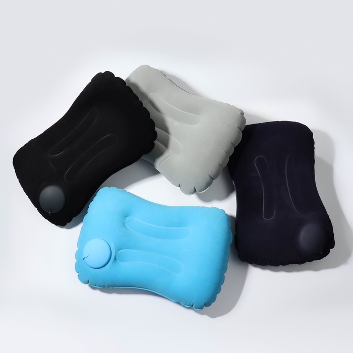 Подушка дорожная, надувная, со встроенным насосом, 45 × 30 см, цвет МИКС