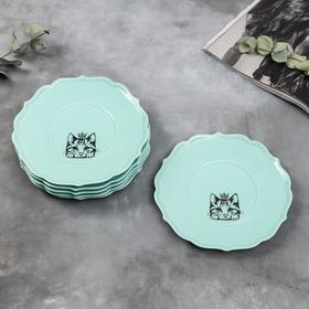 

Набор тарелок «Кошка», 20 см, голубые, 6 шт