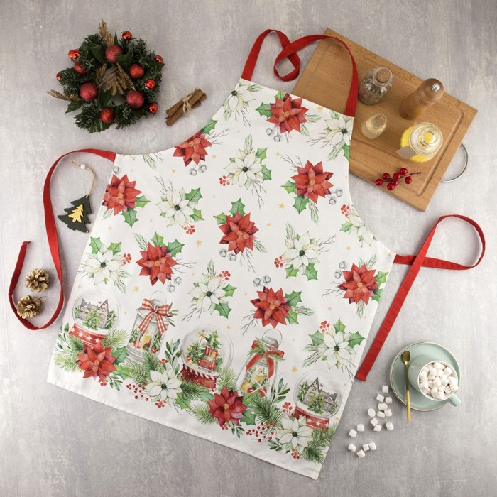 

Фартук "Этель" Christmas red flowers 60х70см, 100% хл, саржа 190 гр/м2