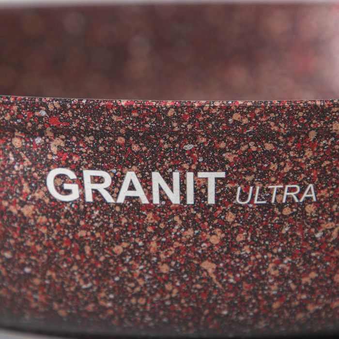 Сковорода Granit ultra red, d=24 см, с ручкой, стеклянная крышка, антипригарное покрытие