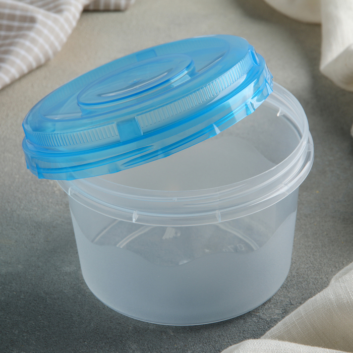 Контейнер пищевой 700 мл круглый, цвет голубой