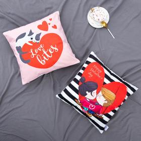 

Чехол на подушку Этель "Love bites" 40х40 см, 100% п/э, велюр