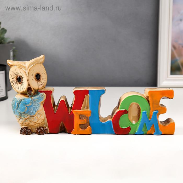 

Сувенир керамика "Филин с надписью Welcome"МИКС 11,5х25х5,5 см