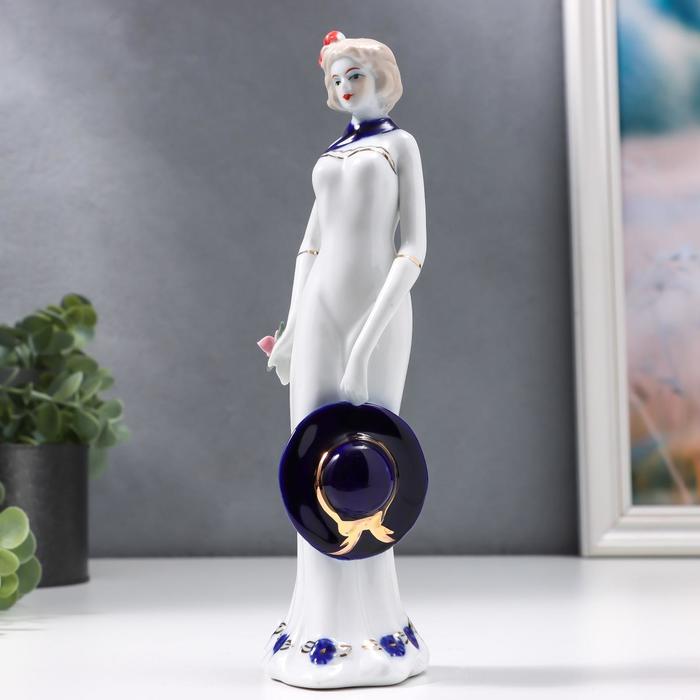 сувенир керамика под фарфор девушка со шляпкой 21*6,5*5 см