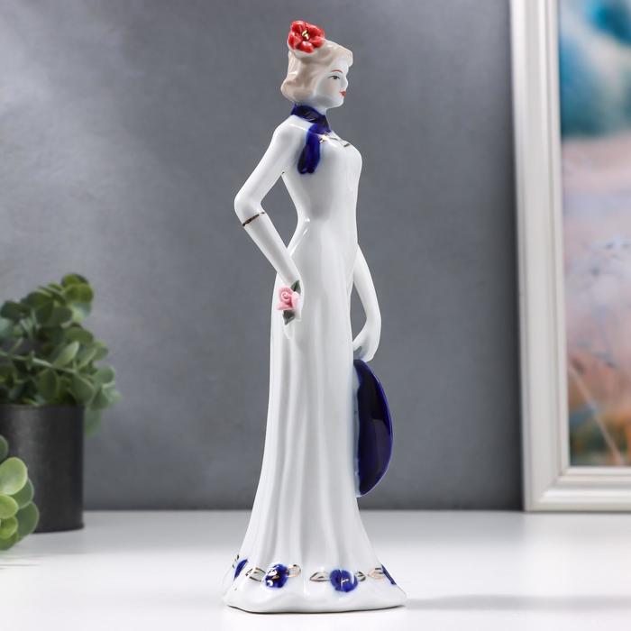 сувенир керамика под фарфор девушка со шляпкой 21*6,5*5 см