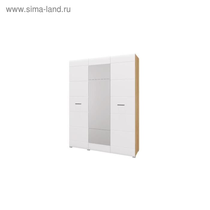Шкаф 3х дверный «Ненси», 150x46,6x200 см, МДФ, цвет крафт золотой/белый глянец