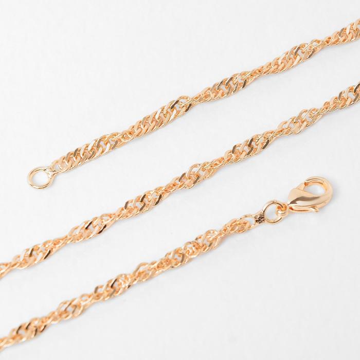 фото Цепь "сингапур" узкая, каплевидный карабин, цвет золото, ширина 2 мм, l=60 см
