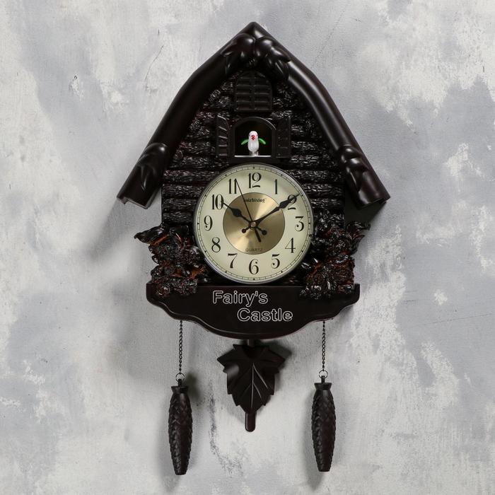 Часы настенные с кукушкой Белочки, плавный ход, 53х7х35 см, чёрные