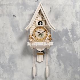Часы настенные с кукушкой "Лебеди", плавный ход, 63х8х32 см, белые