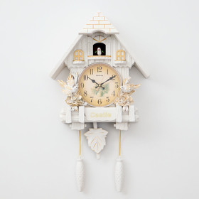 Часы настенные с кукушкой "Замок с птицами", плавный ход, 63х8х32 см, белые