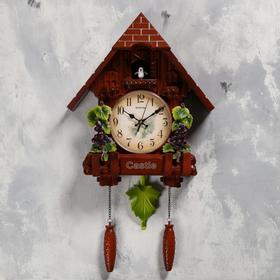 Часы настенные с кукушкой "Виноградная лоза", плавный ход, 63х10х36 см, коричневые