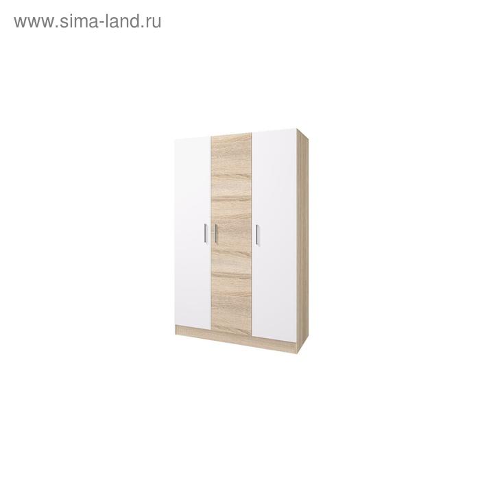 фото Шкаф 3-х створчатый без зеркала «леси», 120х46,6х190 см, цвет сонома, белый горизонт