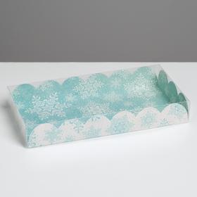 Коробка для кондитерских изделий с PVC крышкой «Снежинки», 10.5 × 21 × 3 см Ош