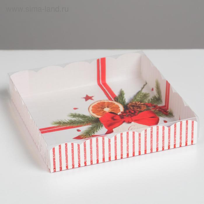 Коробка для кондитерских изделий с PVC крышкой «С Новым годом!», 15 х 15 х 3 см коробка для кондитерских изделий с pvc крышкой tasty 22 × 15 × 3 см