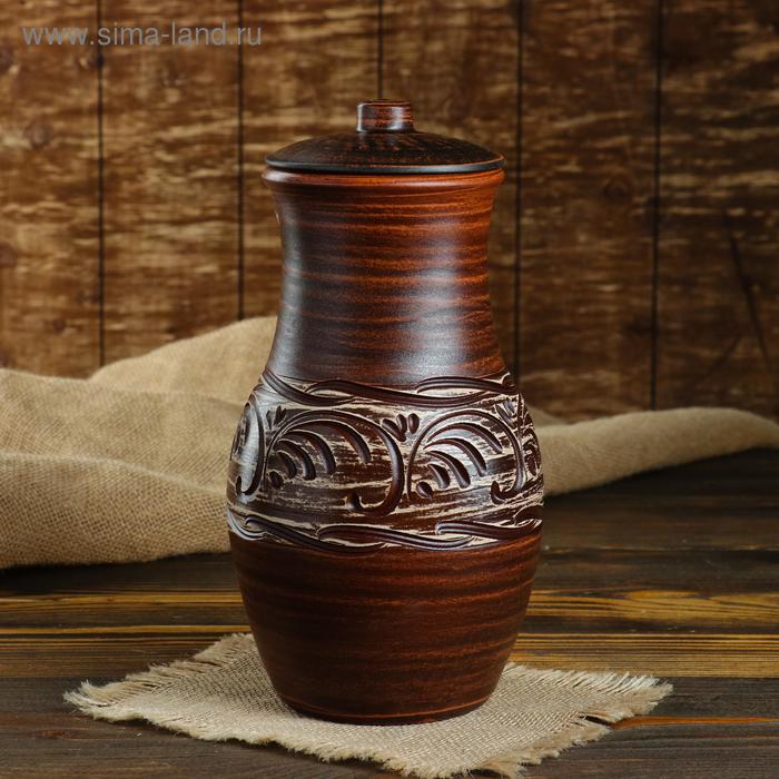 

Крынка "Молли", гончарная, роспись ангобом, красная глина, 2.2 л