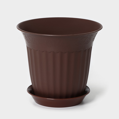 Горшок для цветов с поддоном, 2 л, цвет коричневый - Фото 1