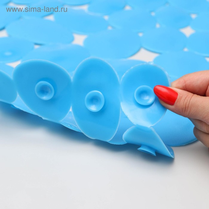 фото Spa-коврик для ванны на присосках доляна «галька крупная», 35×71 см, цвет синий