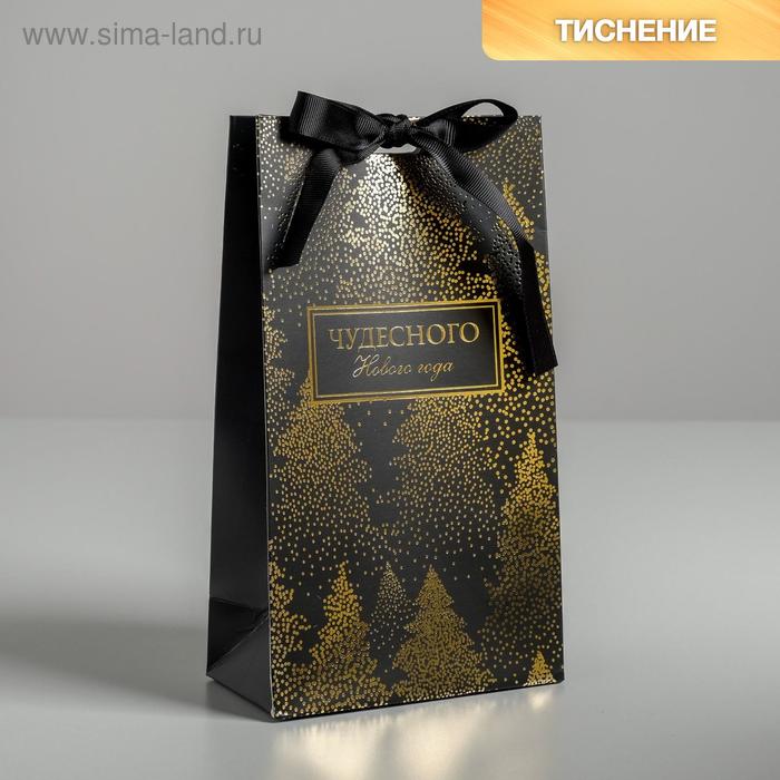 

Пакет подарочный с лентой «Чудесного нового года», 13 × 23 × 7 см