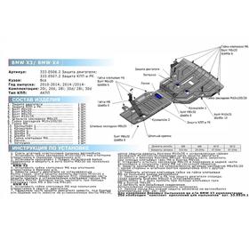 

Защита КПП и РК Rival для BMW X3 II F25 (xDrive30d) 2010-2017, штамп, al 4mm, 333.0507.2