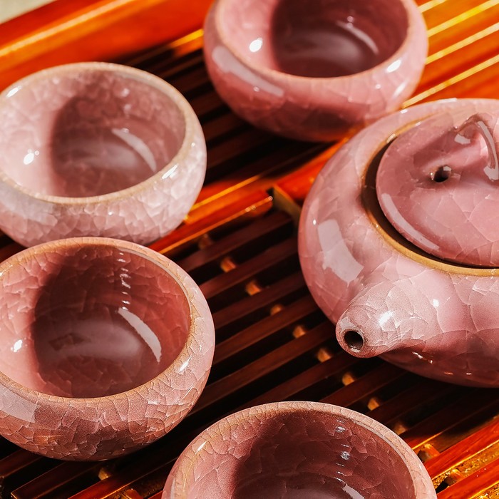 Набор для чайной церемонии "Искушение", 5 предметов: чайник 150 мл, чашка 50 мл, цвет фиолетовый