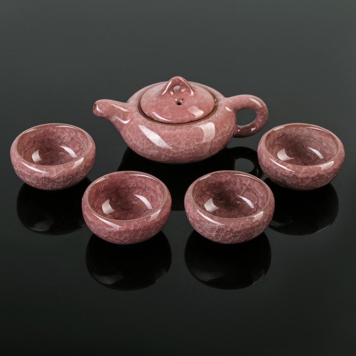 Набор для чайной церемонии "Искушение", 5 предметов: чайник 150 мл, чашка 50 мл, цвет фиолетовый