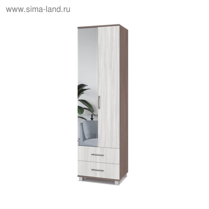 

Шкаф двустворчатый Карина К23 с зеркалом и ящиками 600x420x2100 Ясень шимо темный/светлый