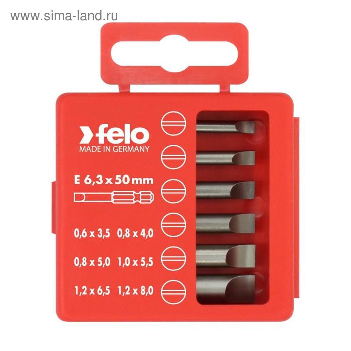Набор бит Felo 03091516, серия Industrial, SL 0.6-1.2, 50 мм, в кейсе, 6 шт.