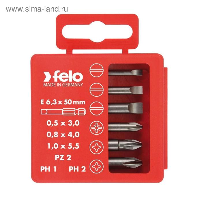 Набор бит Felo 03092516, серия Industrial, SL/PZ/PH, 50 мм, в кейсе, 6 шт.